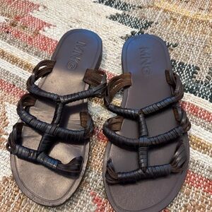 Mango Brown Strappy Slippers